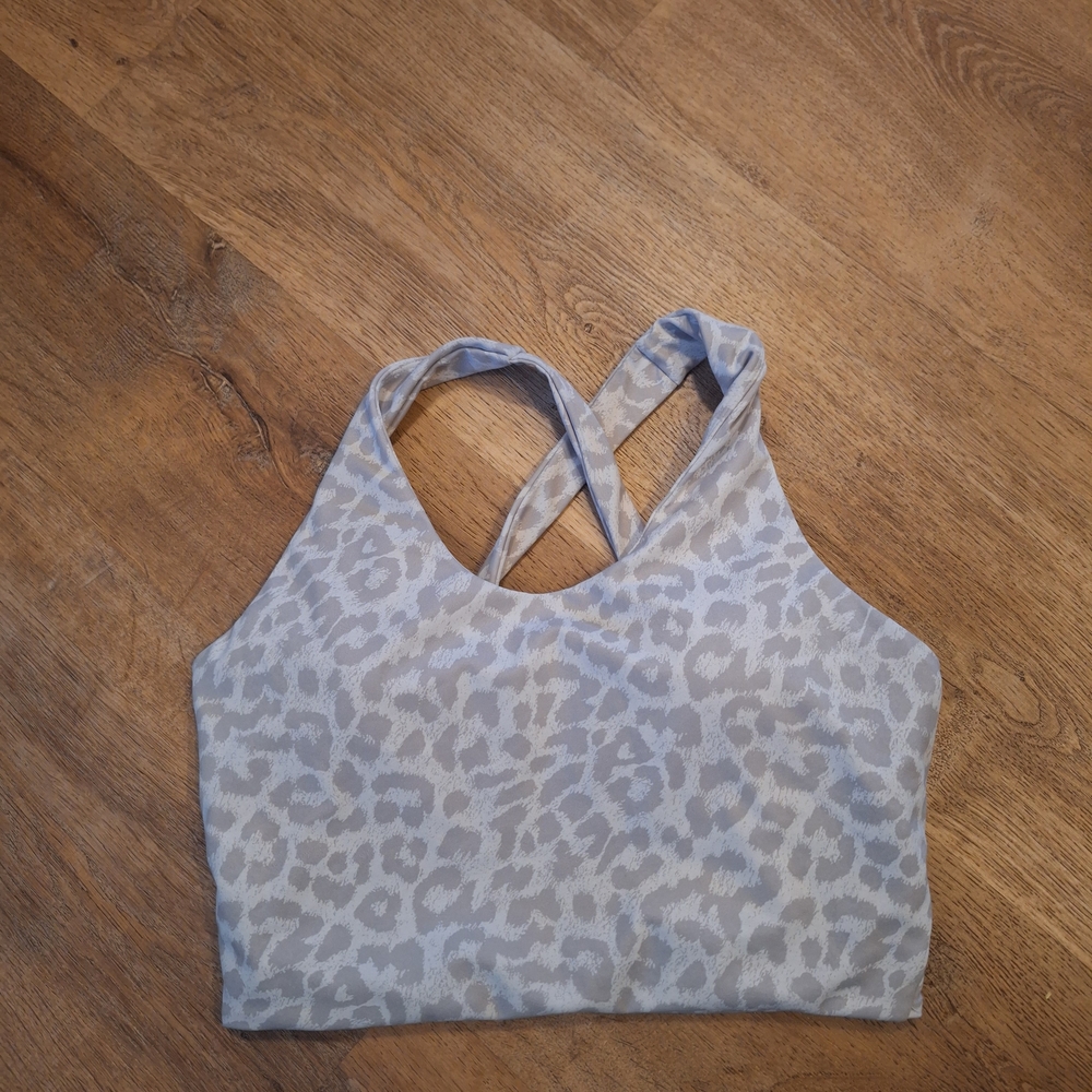 Gray Leopard Print Sports Bra